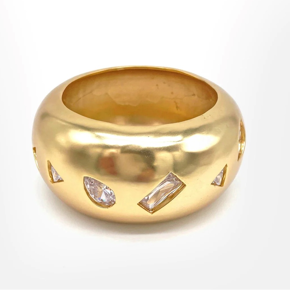 Large Golden Bangle with glass embellishments